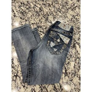 Miss Me Jeans Standard Easy Crop Embellished Pocket 26 Inseam Crop 25"‎